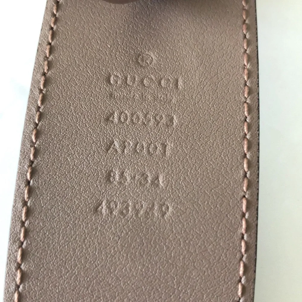 Gucci Authentic Double G  Leather Belt Moon Porcelain Rose 85/34, 1.5